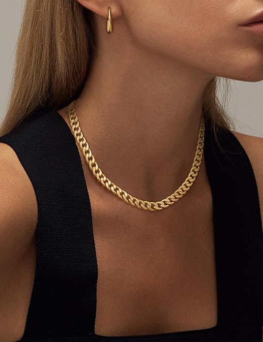 Collar Grueso de Eslabones Cubanos | Oro