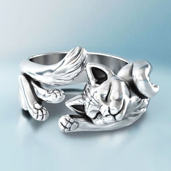 Anillo de Gato Vintage en Plata