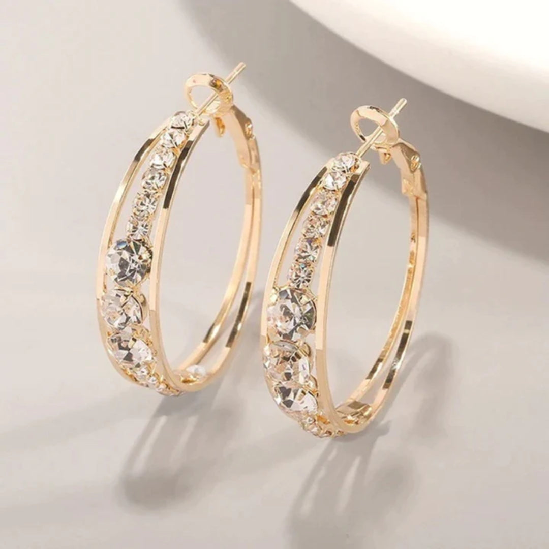 Pendientes de Aro Brillantes Elegantes