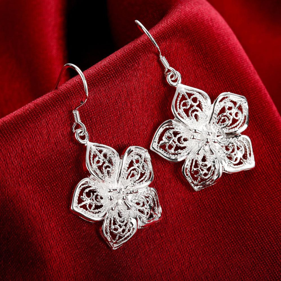 Pendientes florales de plata 925