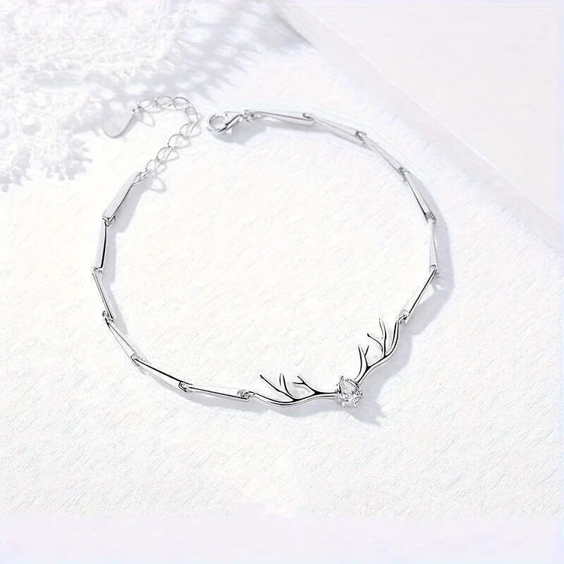 Pulsera de Corazón de Asta de Venado con Zirconia