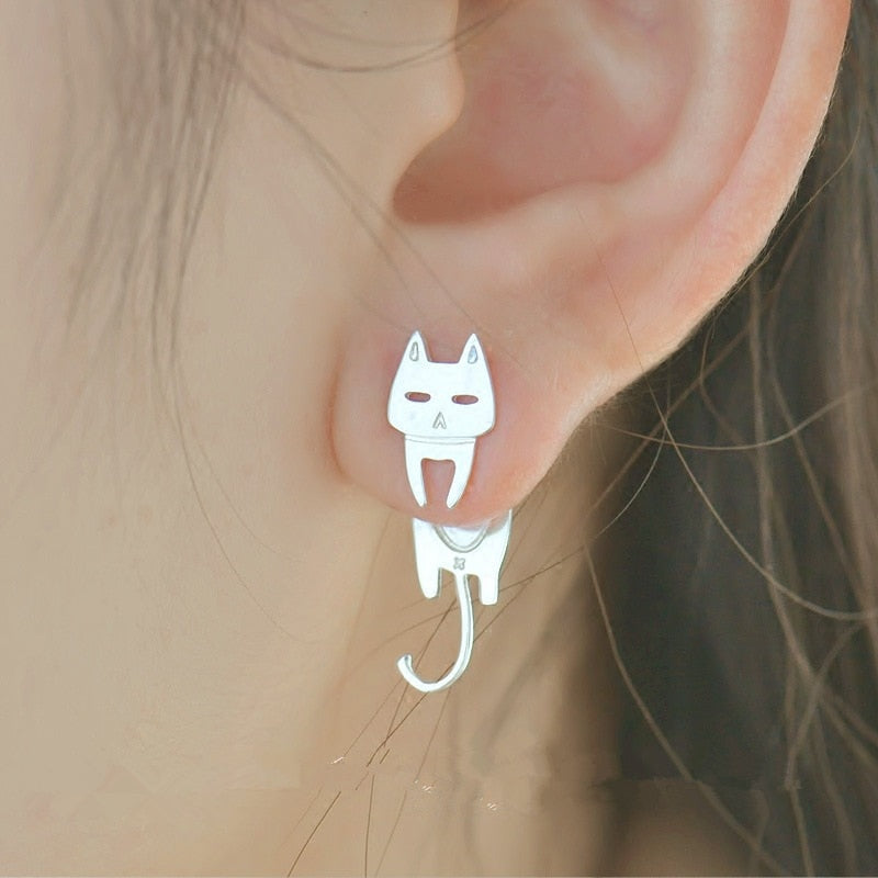 Pendientes edición especial de plata 925 con forma de gato