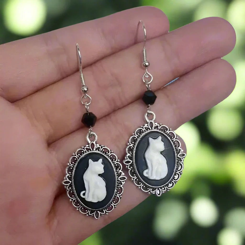 Pendientes Vintage de Gato Blanco