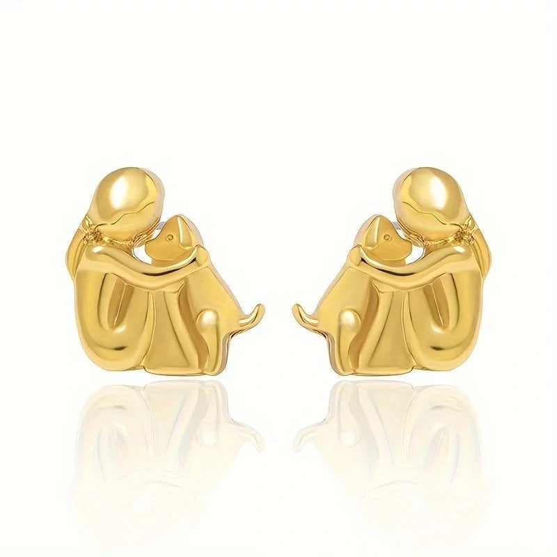 Pendientes de Abrazo en Dos Tonos Plata y Oro