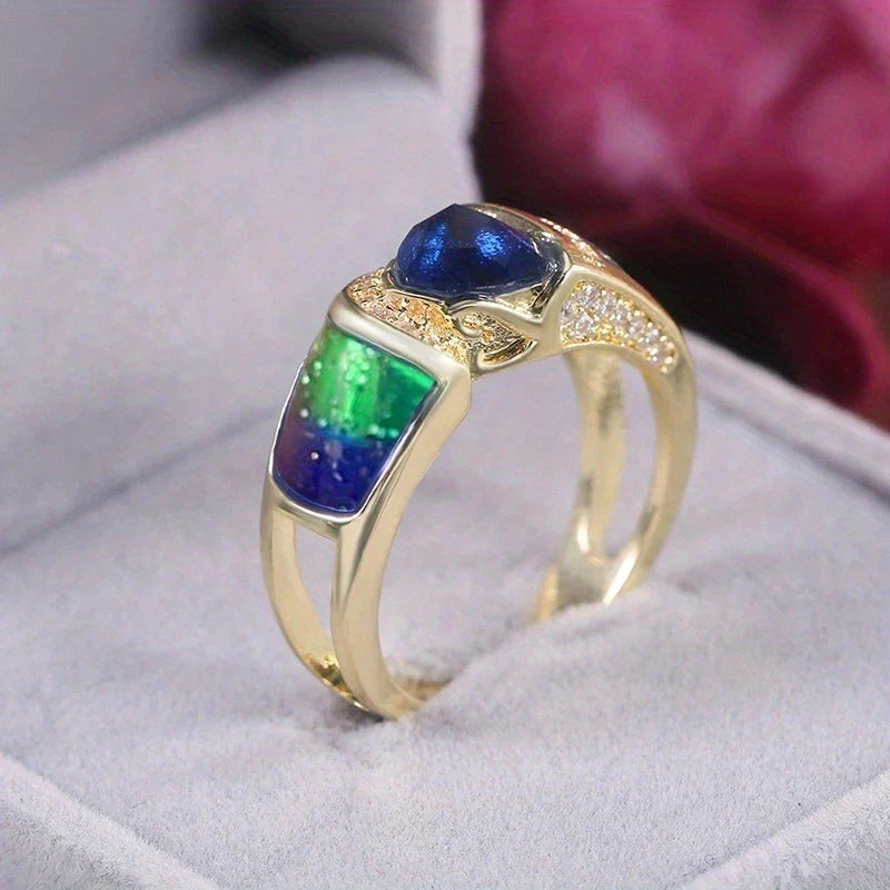 Anillo Elegante de Corte Triangular Estilo Bohemio