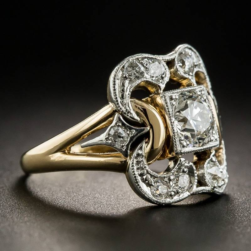 Anillo Vintage de Oro con Circonitas Brillantes