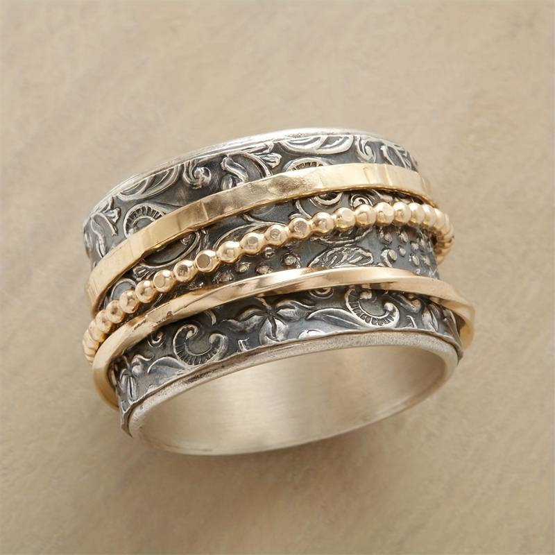Anillo Vintage Antiguo en Oro y Plata