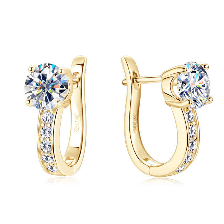 Aretes Huggie Channel | Oro Blanco