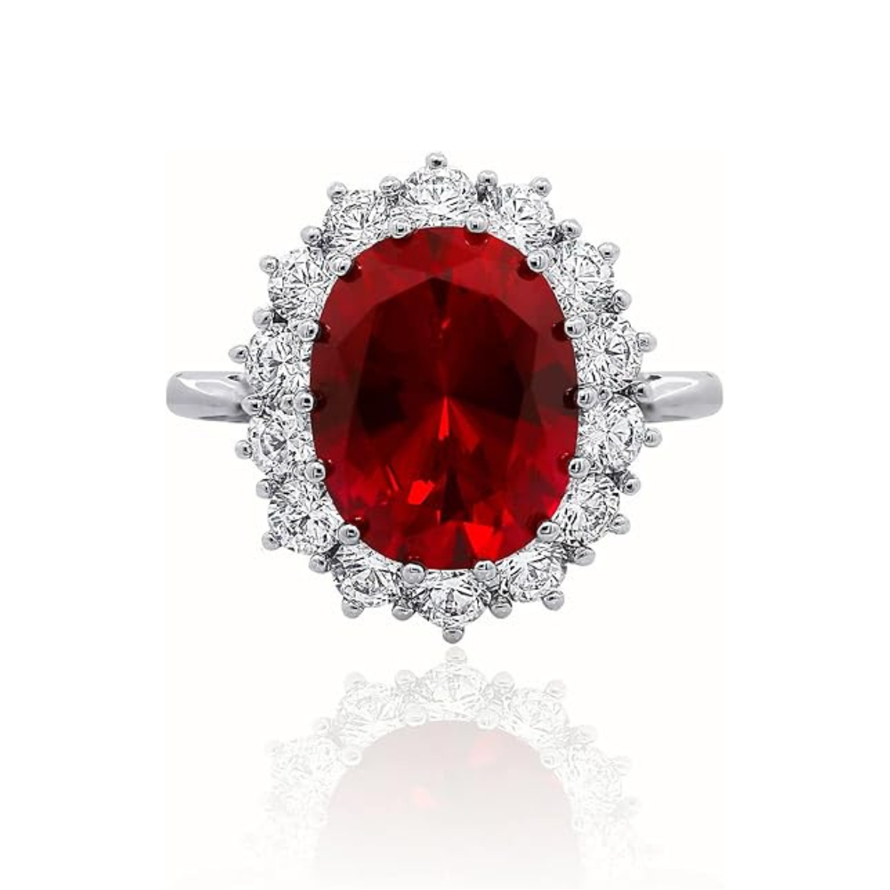 Anillo Corona Escarlata de Rubí | Oro Blanco