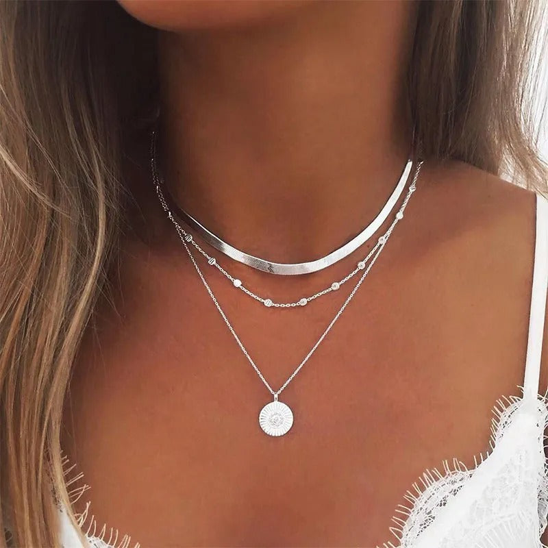 Collar Triple de Plata de Ley 925