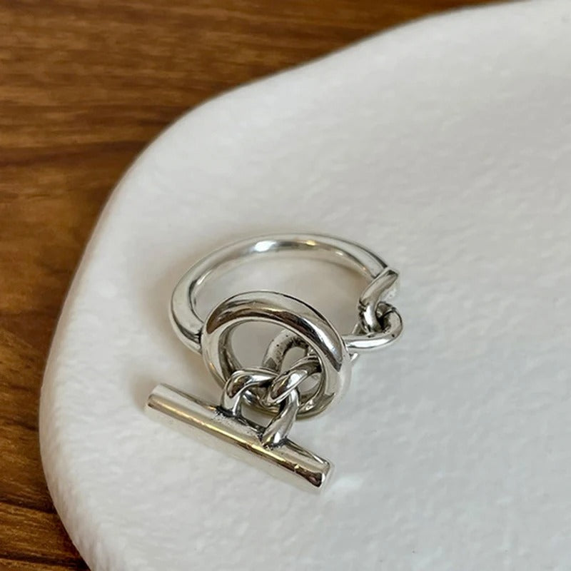 Anillo ajustable de diseño de plata 925