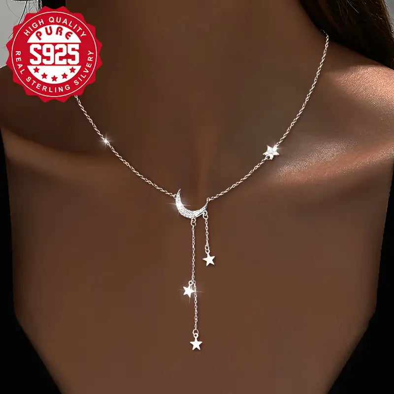 Collar de Luna con Borlas en Plata 925