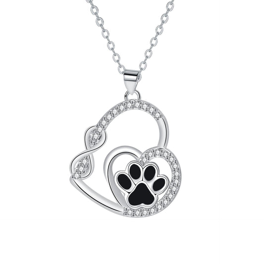 Collar de Doble Amor Infinito y Huella de Pata