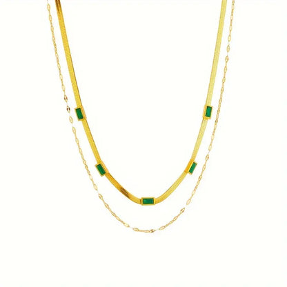 Collar Retro de Doble Capa con Gemas Sorella | Oro