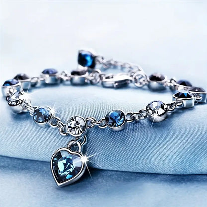 Pulsera Ocean Heart Glow | Oro Blanco