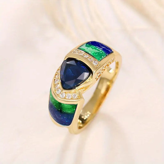 Anillo Elegante de Corte Triangular Estilo Bohemio