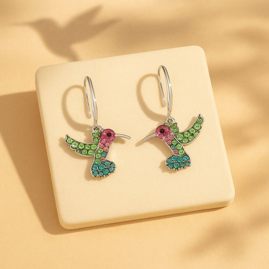 Pendientes Brillantes de Colibrí Colorido