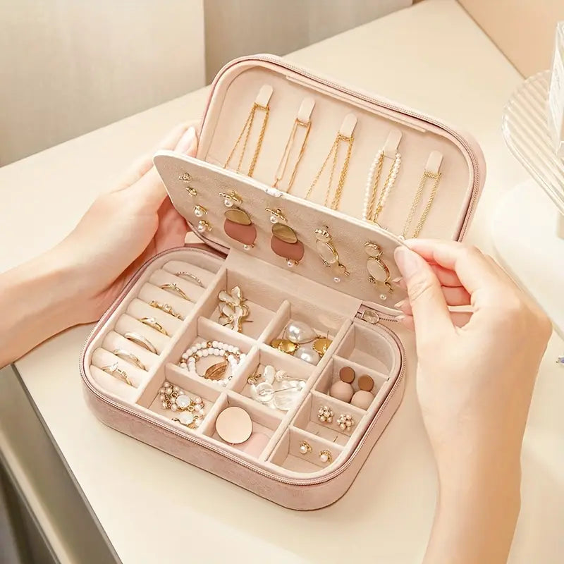 Joyero de Terciopelo Premium de 3 Capas con Cremallera