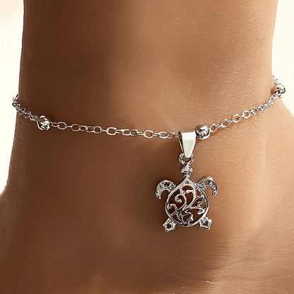 Tobillera Tortuga Bohemia con Cuentas Redondas Impermeable