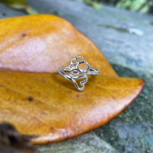 Anillo Ajustable de Pata y Corazón