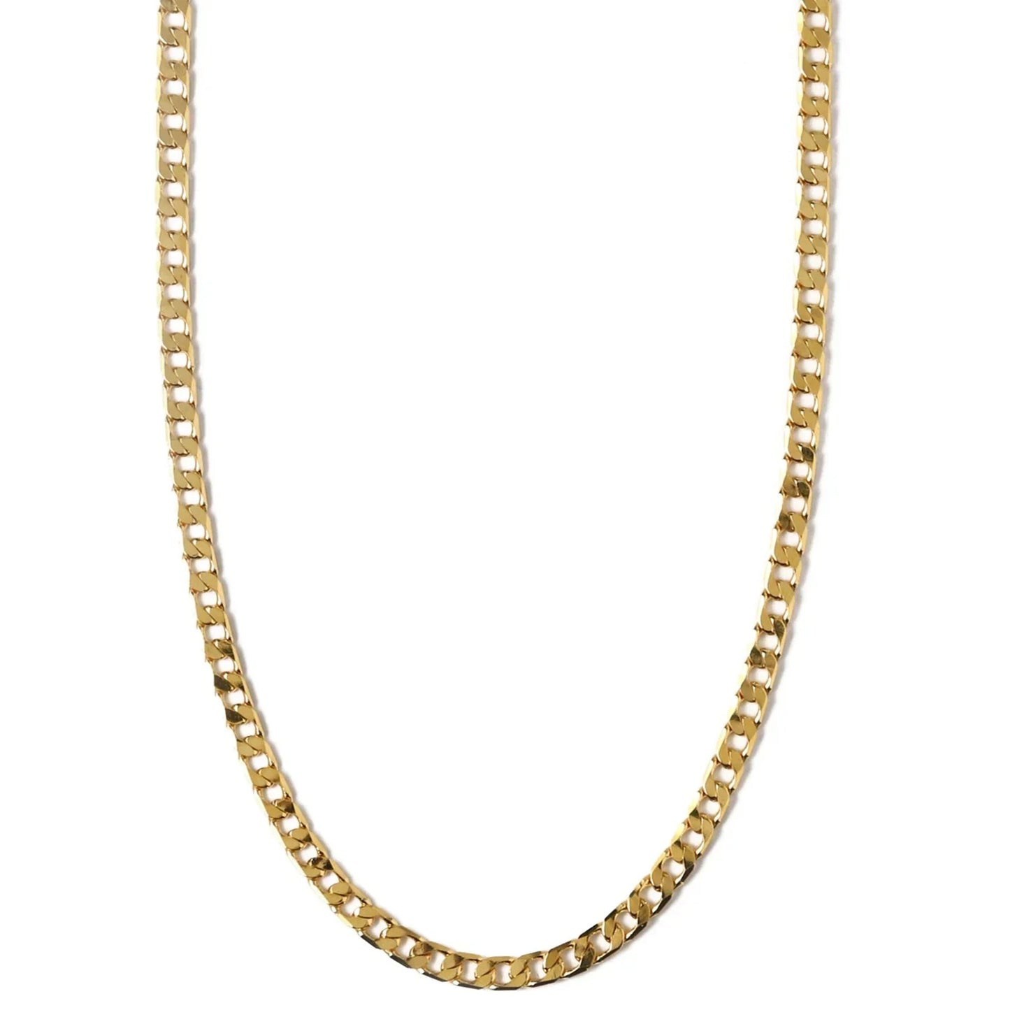 Collar Cadena Curb de Eslabones Planos | Oro Blanco