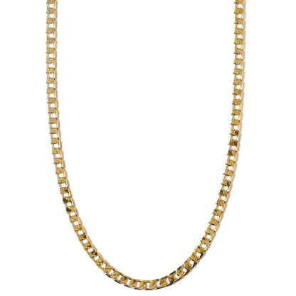 Collar Cadena Curb de Eslabones Planos | Oro Blanco