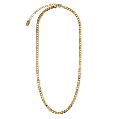 Collar de Cadena Curb de Eslabones Planos | Oro