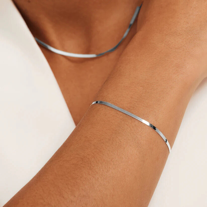 Pulsera Serpiente Sol | Oro Blanco