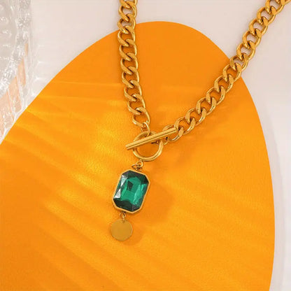 Collar Colgante de Esmeralda con Cadena Gruesa | Oro