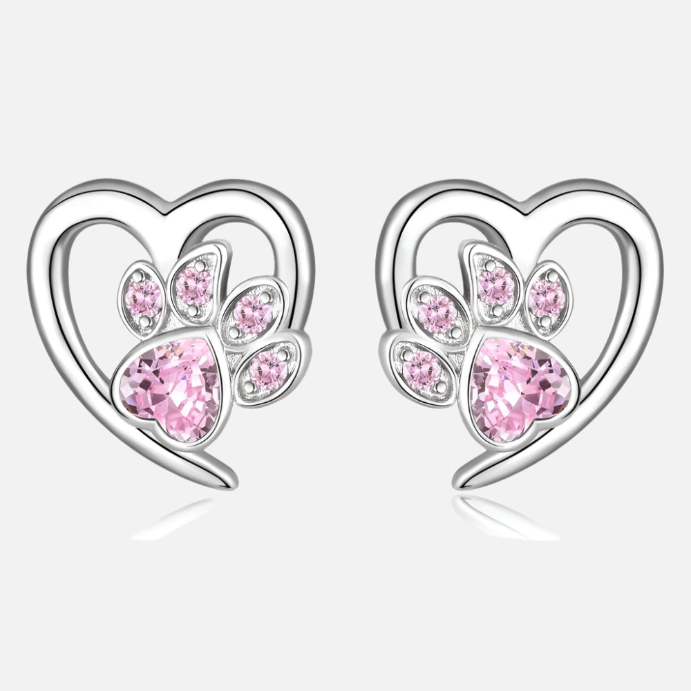 Pendientes de Pata y Corazón con Zirconia