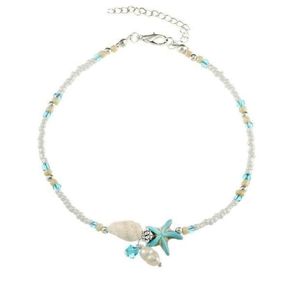Pulsera de Tobillo de Estrella y Concha con Piedras Naturales