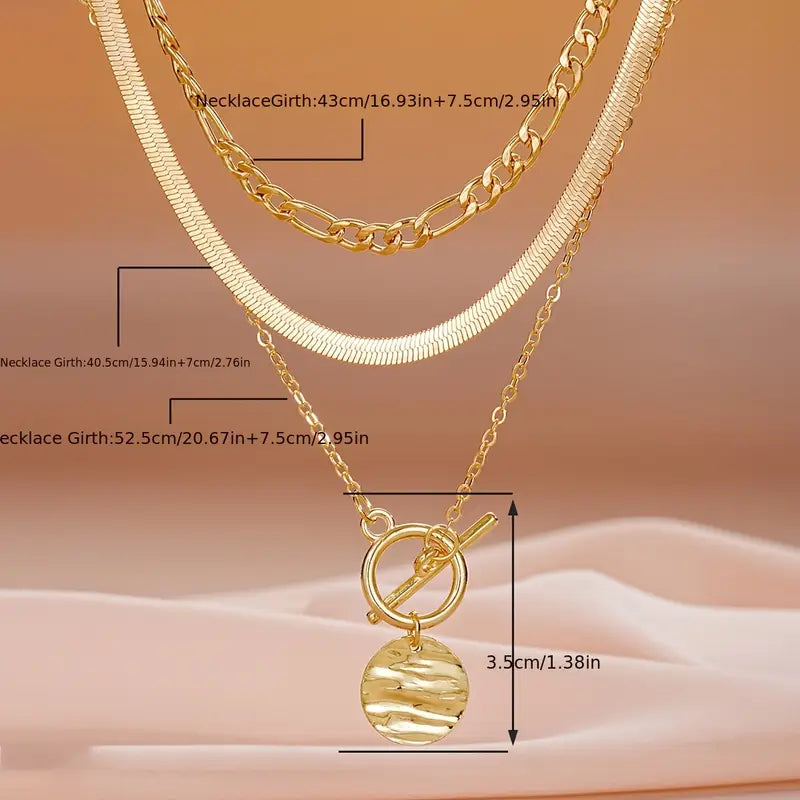 Collar de Capas de Moneda Texturizado Savira | Oro