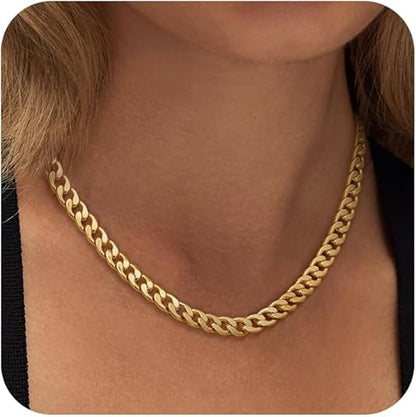 Collar Grueso de Eslabones Cubanos | Oro