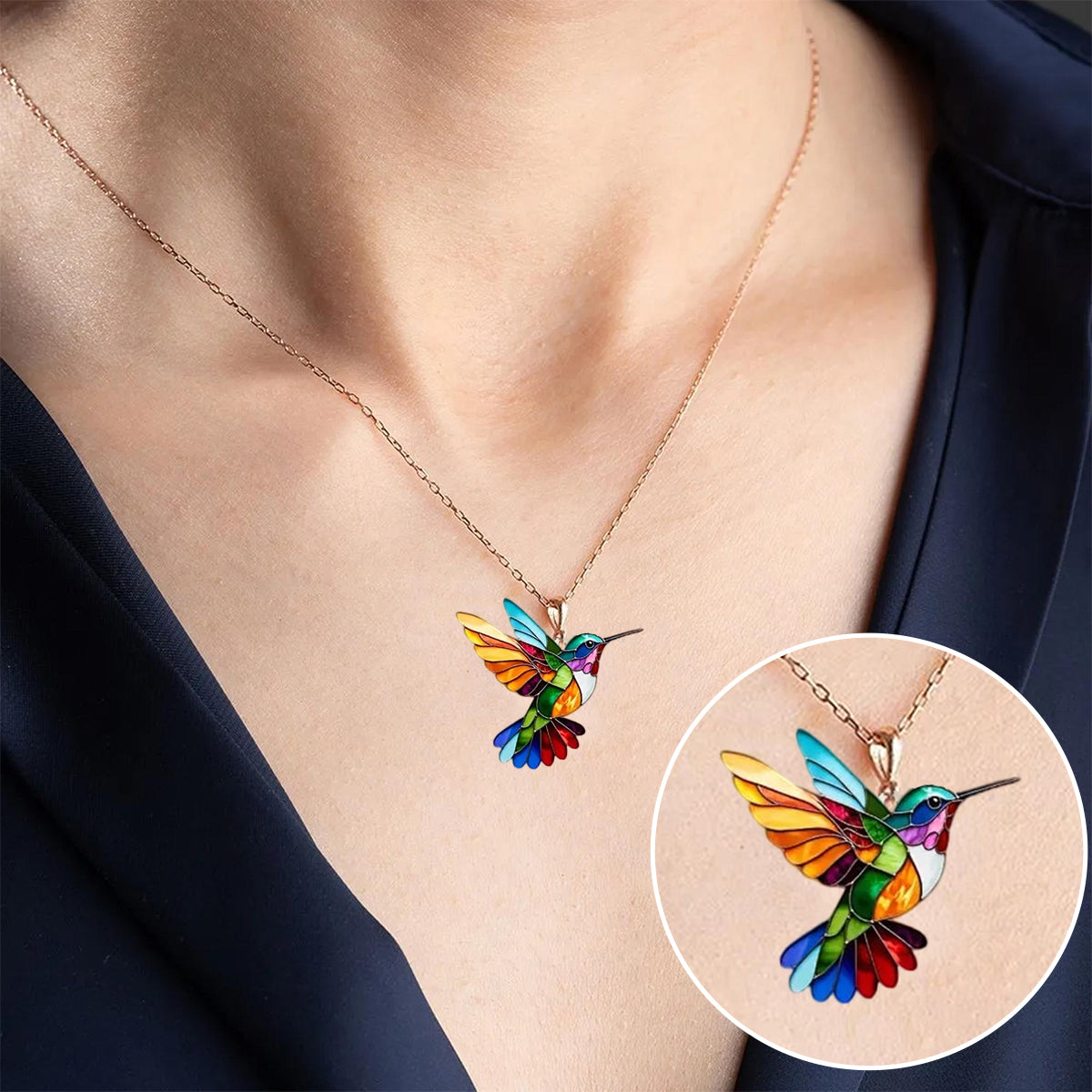 Collar de Colibrí con Pendientes de Regalo