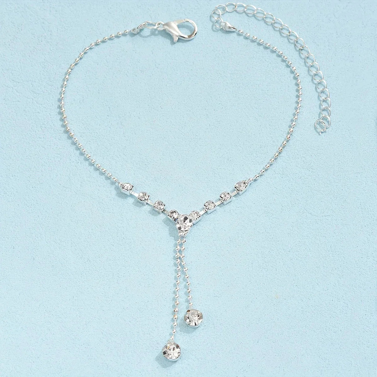 Tobillera Brillante con Cadena de Plata