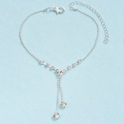 Tobillera Brillante con Cadena de Plata