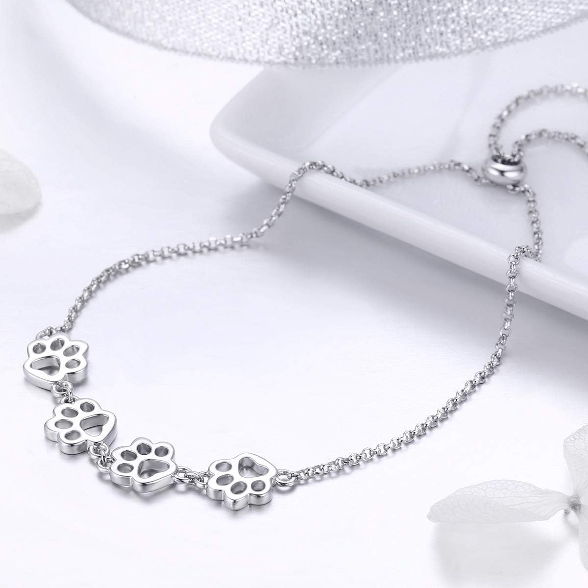 Pulsera de Huella de Pata en Plata de Ley
