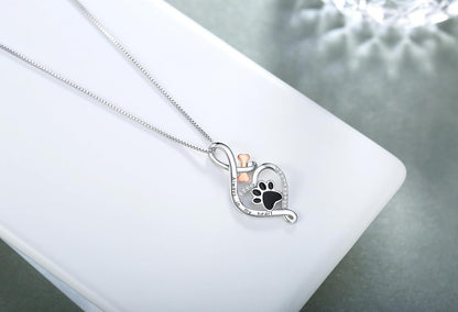 Collar de Pata de la Suerte con Corazón, Hueso e Infinito