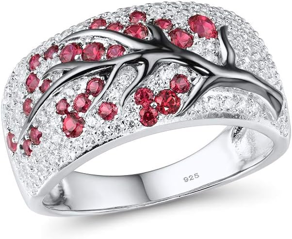 Anillo Árbol Florido de Rubí | Oro Blanco