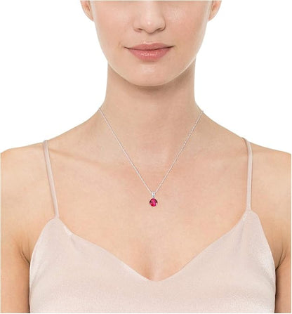 Collar de Rubí Corte Redondo | Oro Blanco