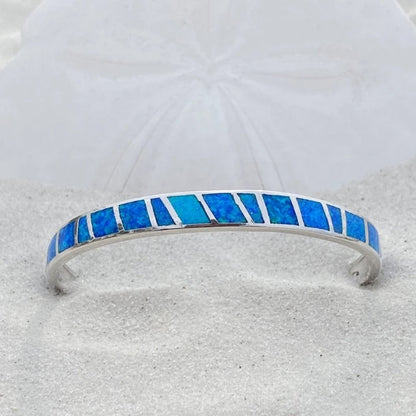 Pulsera de ópalo azul y plata