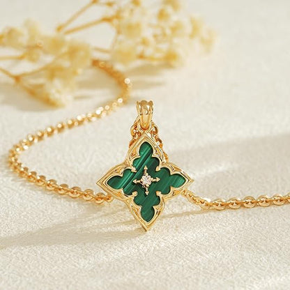 Collar Colgante Trébol de Esmeralda | Oro