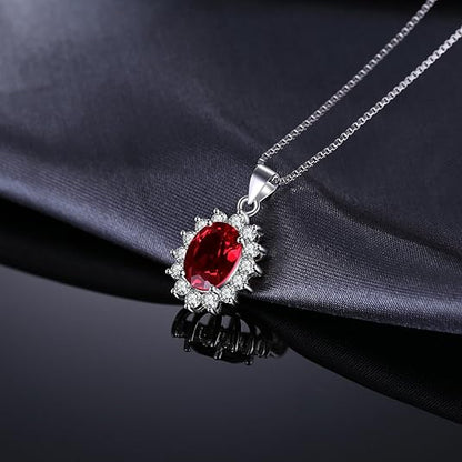 Collar Halo de Rubí Clásico | Oro Blanco