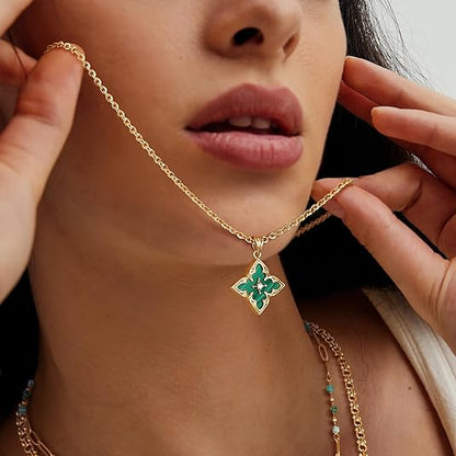 Collar Colgante Trébol de Esmeralda | Oro