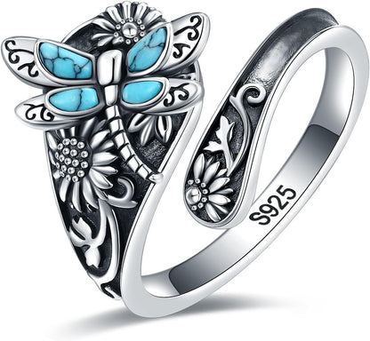 Anillo Vintage Boho de Cuchara en Plata de Ley con Turquesa