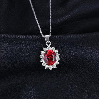 Collar Halo de Rubí Clásico | Oro Blanco