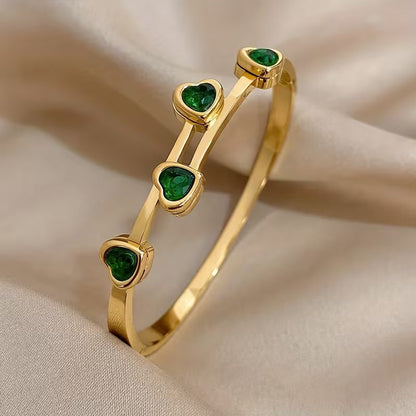 Pulsera Verde Hearts | Oro