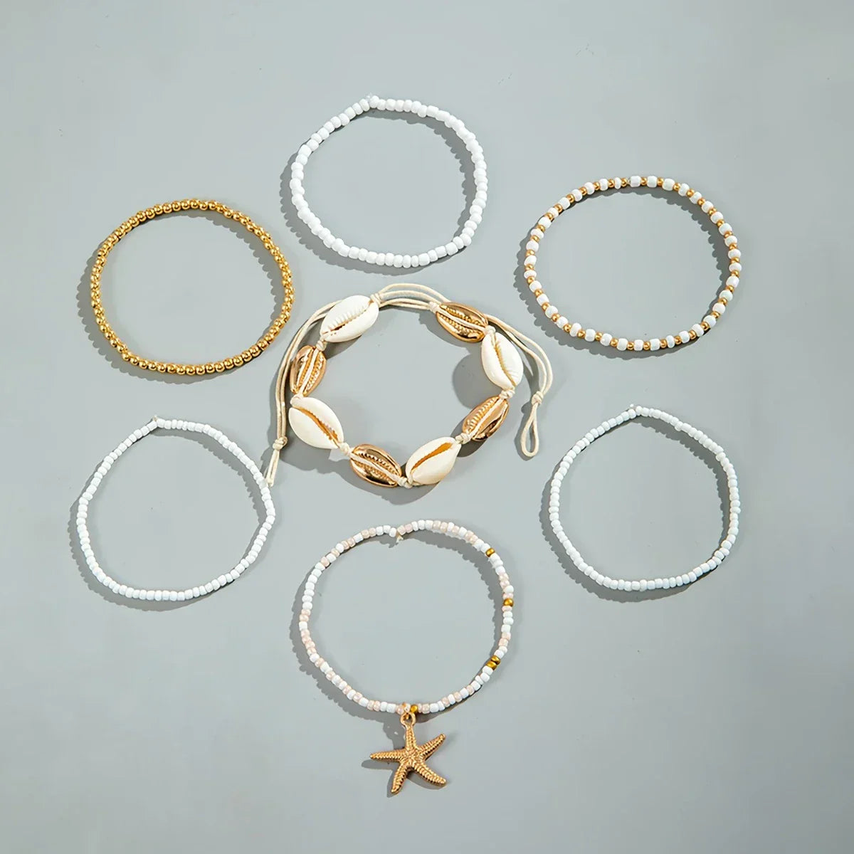 Conjunto de 7 Tobilleras Elegantes para Verano