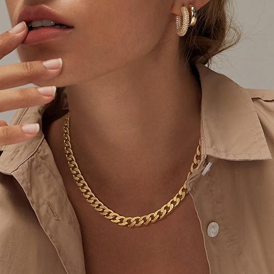 Collar Grueso de Eslabones Cubanos | Oro
