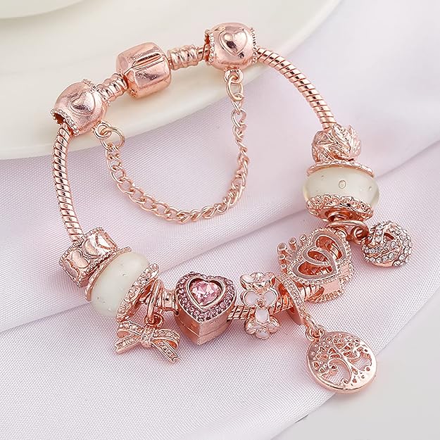 Pulsera Rose Atrapasueños con Dijes Incluidos en Plata